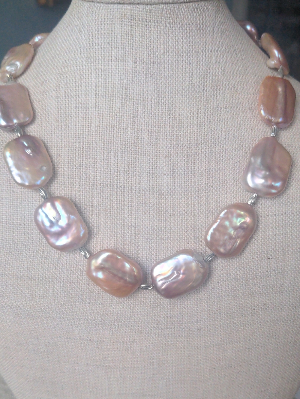 New Freshwater Baroque Pearl Necklace , Choker, Silver, Statement, Edison